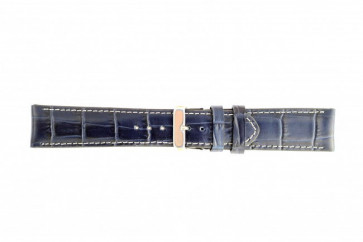 Correa de reloj  de cuero genuino tipo cocdrilo azul oscuro 20mm 61324